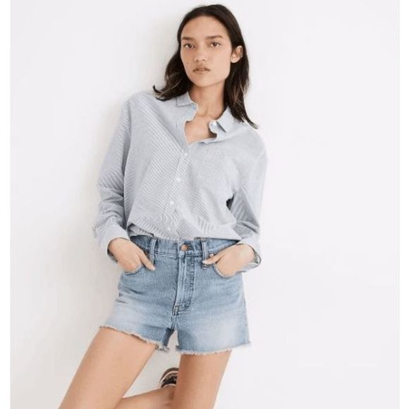 Madewell Pants - Madewell Women's Blue High Waisted The Perfect Jean Short Size 28